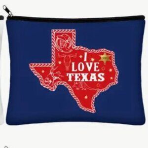 I LOVE TEXAS THEMED COSMETIC ZIPPER POUCH BAG